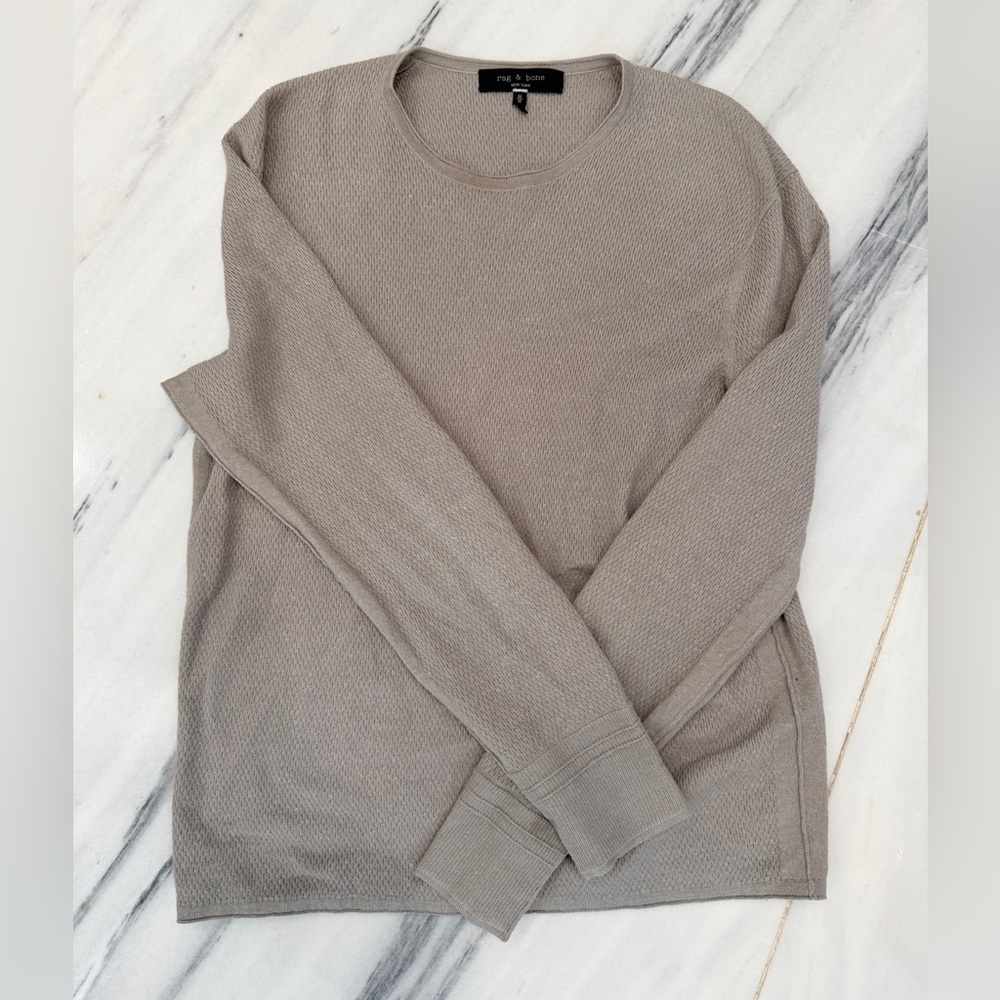 rag & bone Men's Taupe Crewneck Sweater